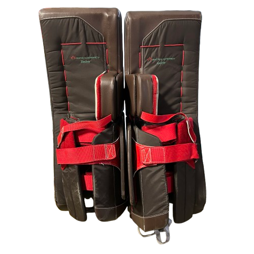 True L20.2 - Jambières de gardien de but Pro Stock d'occasion (marron/blanc/rouge)